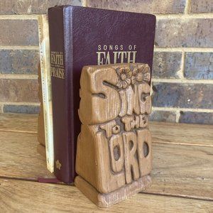 Vintage Resin Bookends Praise the Lord Sing to the Lord Books Not Included